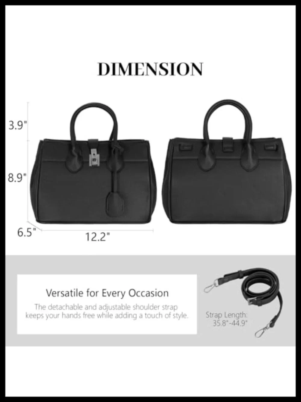 Faux Leather Satchel Handbag Top Handle Shoulder Purse